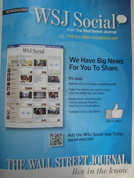 Wall Street Journal Facebook App WSJ Social