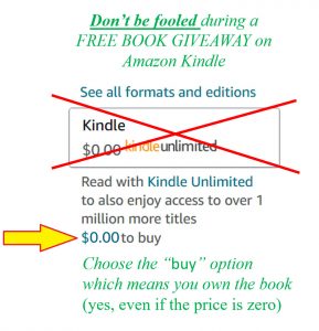 Don’t be fooled during a FREE BOOK GIVEAWAY on Amazon Kindle