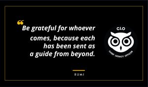 Be grateful for whoever comes, because each has been sent as a guide from beyond. Rumi