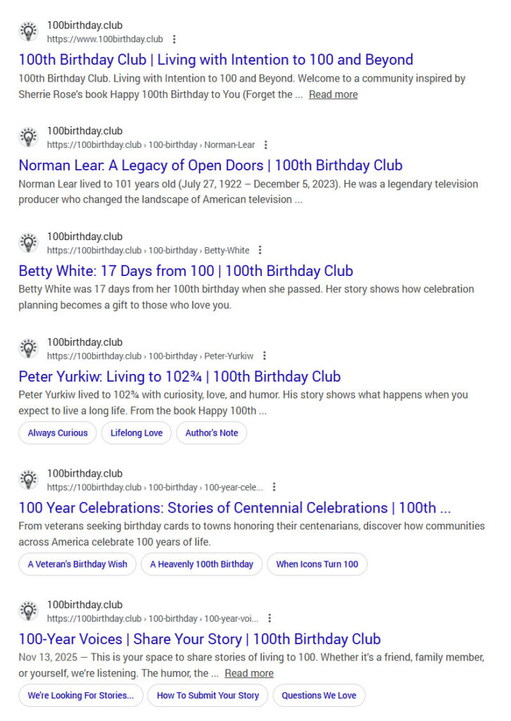 www.100birthday.club site map links site:100birthday.club